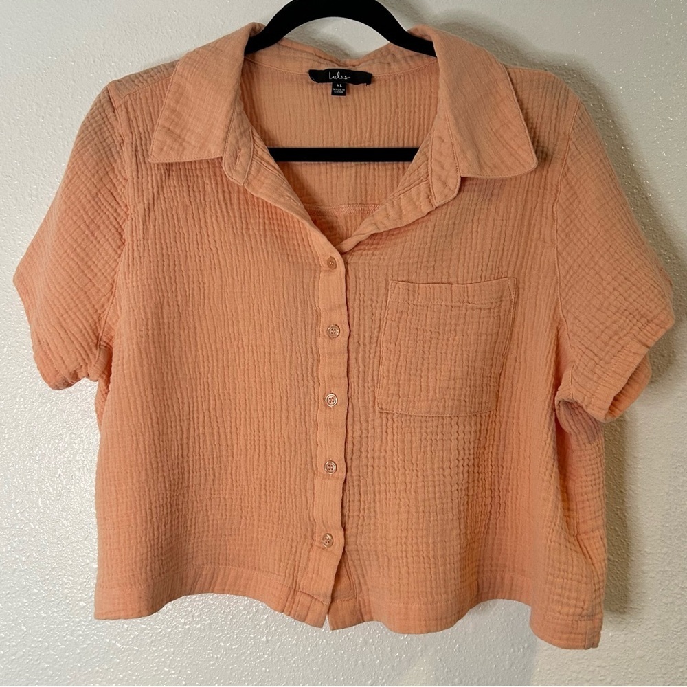 Lulu's Peach Button-Up Women's Top Size XL